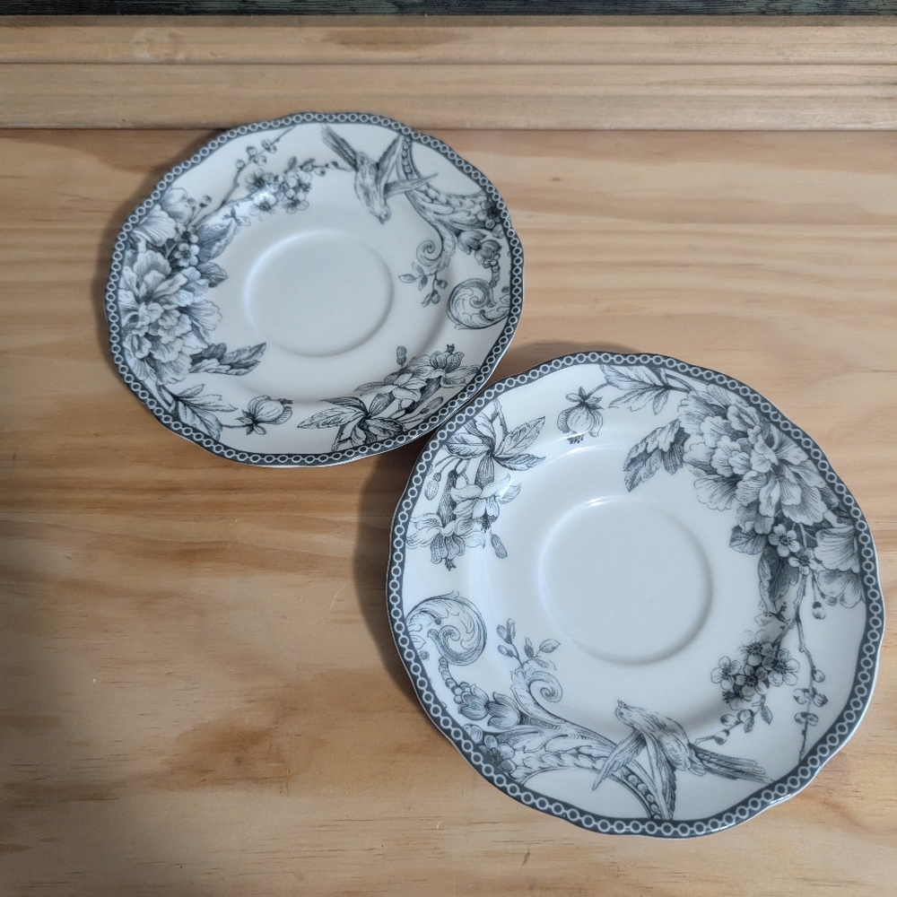 222 Fifth Saucers Adelaide Gray/White Fine China